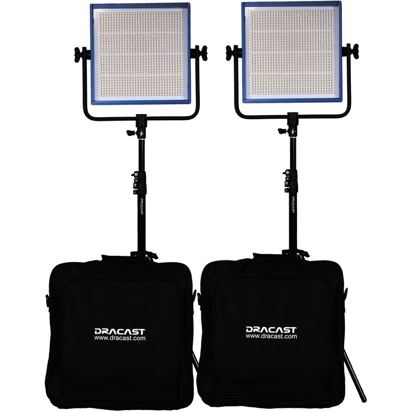 Dracast LED1000 Pro Daylight LED 2-Light Kit with Gold Mount Battery Plates and Stands