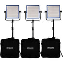 Dracast LED1000 Pro Daylight LED 3-Light Kit with Gold Mount Battery Plates and Stands