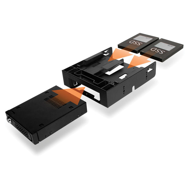 Icy Dock FLEX-FIT Trio 2 x 2.5" HDD/SSD to 5.25" Bracket + 3.5" Bay (Black)