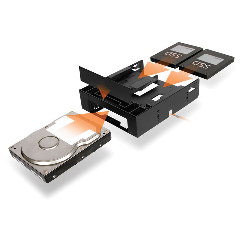 Icy Dock FLEX-FIT Trio 2 x 2.5" HDD/SSD to 5.25" Bracket + 3.5" Bay (Black)