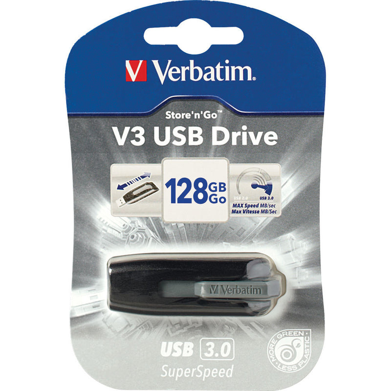 Verbatim 128GB Store 'n' Go V3 USB 3.0 Flash Drive (Gray/Black)