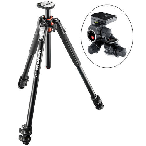 Manfrotto MT190XPRO3 Aluminum Tripod with 410 Junior Geared Head Kit