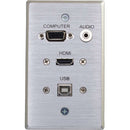 C2G HDMI, VGA, 3.5mm Audio and USB Pass Through Single Gang Wall Plate (White)