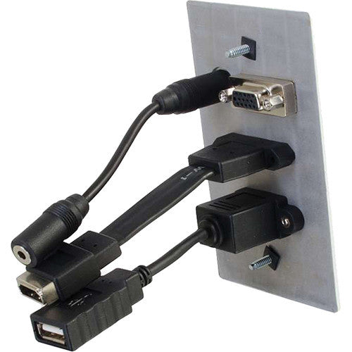 C2G HDMI, VGA, 3.5mm Audio and USB Pass Through Single Gang Wall Plate (White)