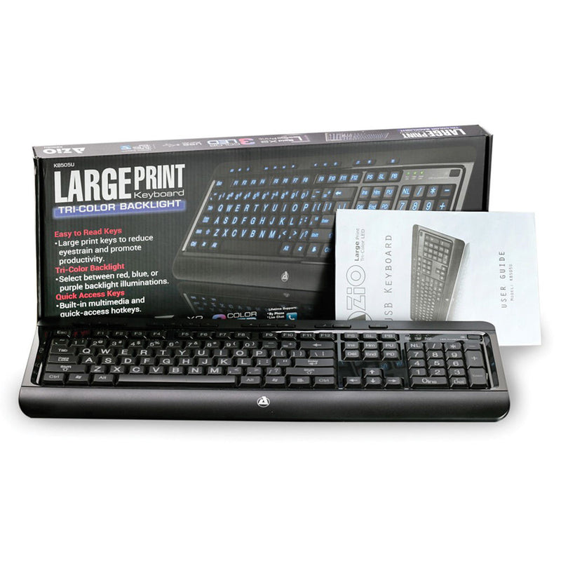 AZIO KB505U Large Print Tri-Color LED USB Keyboard