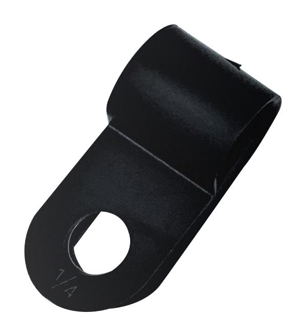 PRO Elec PELB0195 Fastener P Clip Screw Mount Cable Clamp 6.35 mm Nylon 6.6 (Polyamide 6.6) Black 22 10