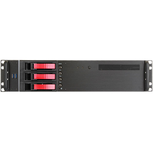 iStarUSA D-230HB-T 2U Compact 3 x 3.5" Bay Hotswap microATX Rackmount Chassis (Red)