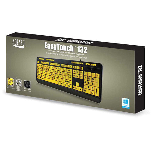 Adesso EasyTouch 132 Luminous 4x Large Print Multimedia Desktop Keyboard