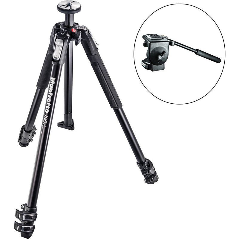 Manfrotto MT190X3 3-Section Tripod with 128RC Micro Fluid Head Kit