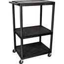 Luxor 54" Endura 3-Shelf Multimedia Cart with 3 Outlets - Black