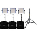 Dracast LED1000 Pro Daylight LED 3-Light Kit with Gold Mount Battery Plates and Stands