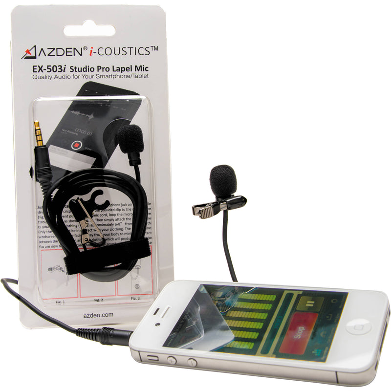 Azden i-Coustics EX-503i Lavalier Microphone for Smartphones and Tablets