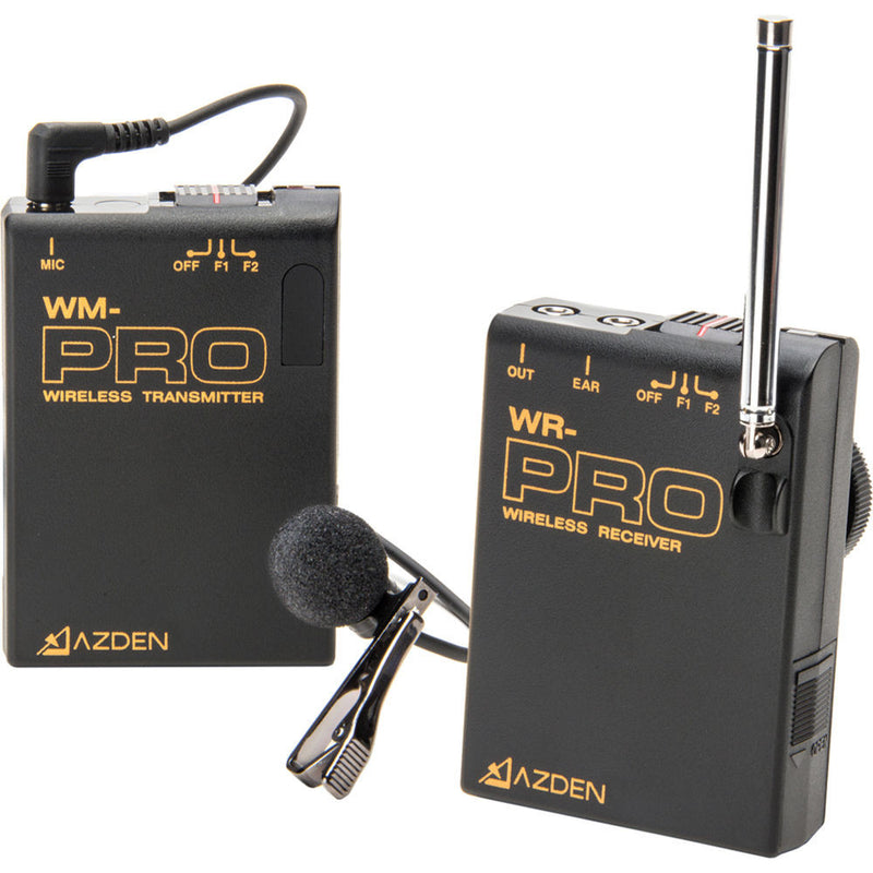 Azden WLX-PRO+i VHF Wireless Lavalier Microphone System for Cameras & Mobile Devices (F1/F2 Frequencies)