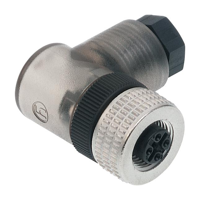 Hirschmann ELWIKA 4012 PG7 TO Sensor Connector E Series M12 Receptacle 4 Contacts Screw Socket Right Angle Cable Mount