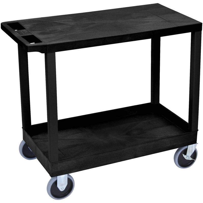 Luxor EC21HD-B 18x32" Heavy Duty Utility Cart with 1 Flat and 1 Tub Shelves (Black)