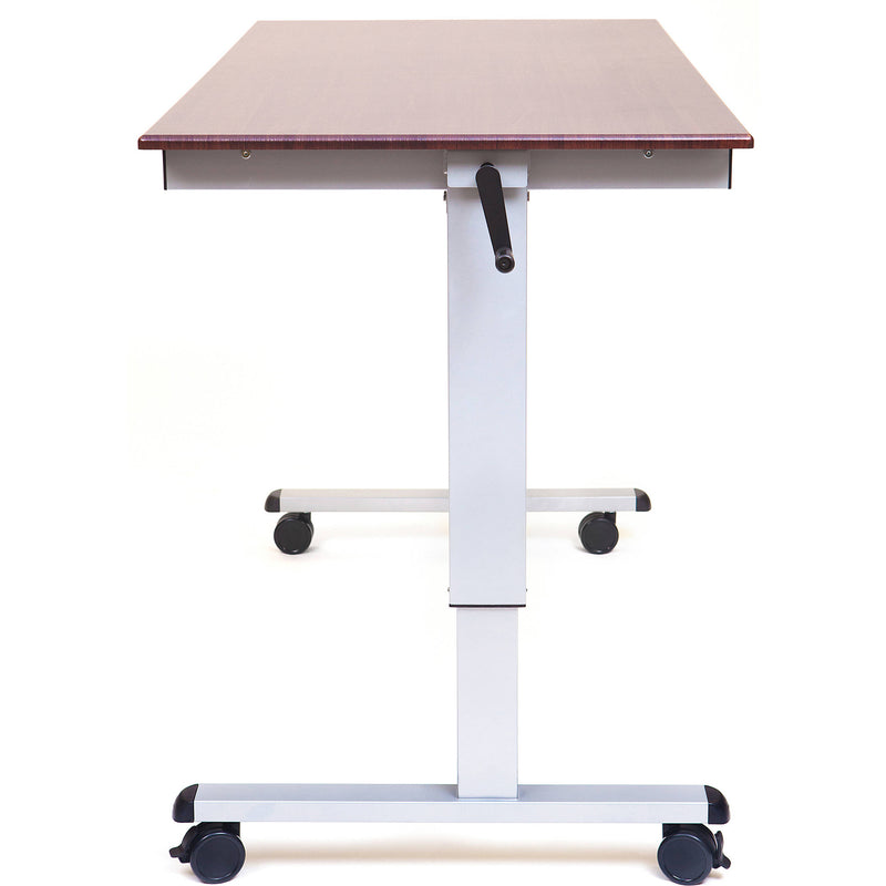 Luxor 60" Crank Adjustable Stand-Up Desk (Dark Walnut Desk, Silver Frame)