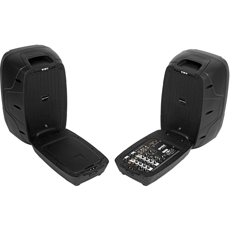 Gemini ES-210MXBLU Dual 10" Passive Speakers With Detachable Powered Mixer