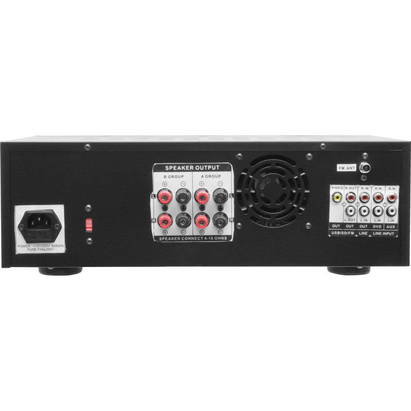 Technical Pro MM3000 Pro Mic Mixing Amp With USB, SD Card, and Bluetooth Inputs