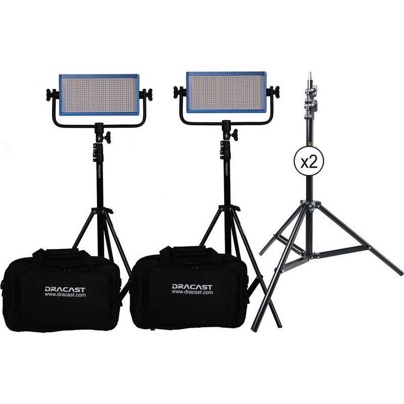 Dracast LED500 Pro Daylight LED 2-Light Kit with V-Mount Battery Plates and Stands