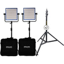 Dracast LED1000 Pro Bi-Color LED 2-Light Kit with Stands and Gold Mount Battery Plates
