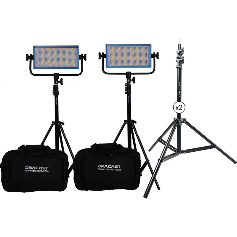 Dracast LED500 Pro Bi-Color LED 2-Light Kit with V-Mount Battery Plates and Stands