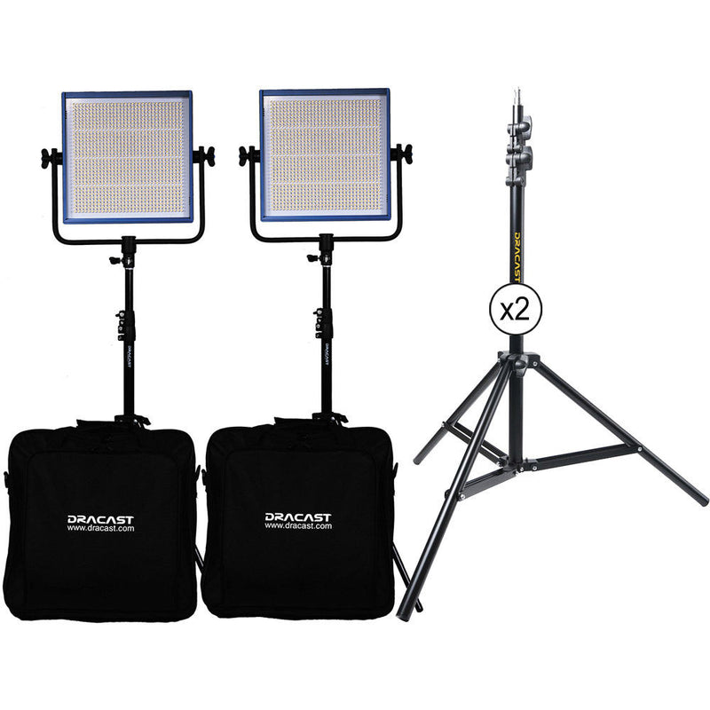 Dracast LED1000 Pro Daylight 2-Light Kit with V-Mount Battery Plates and Stands