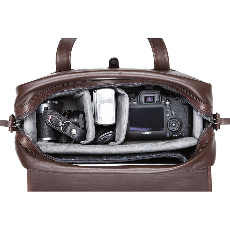 Barber Shop Medium Messenger Bob Cut Borsa Camera Bag (Smooth Leather, Dark Brown)