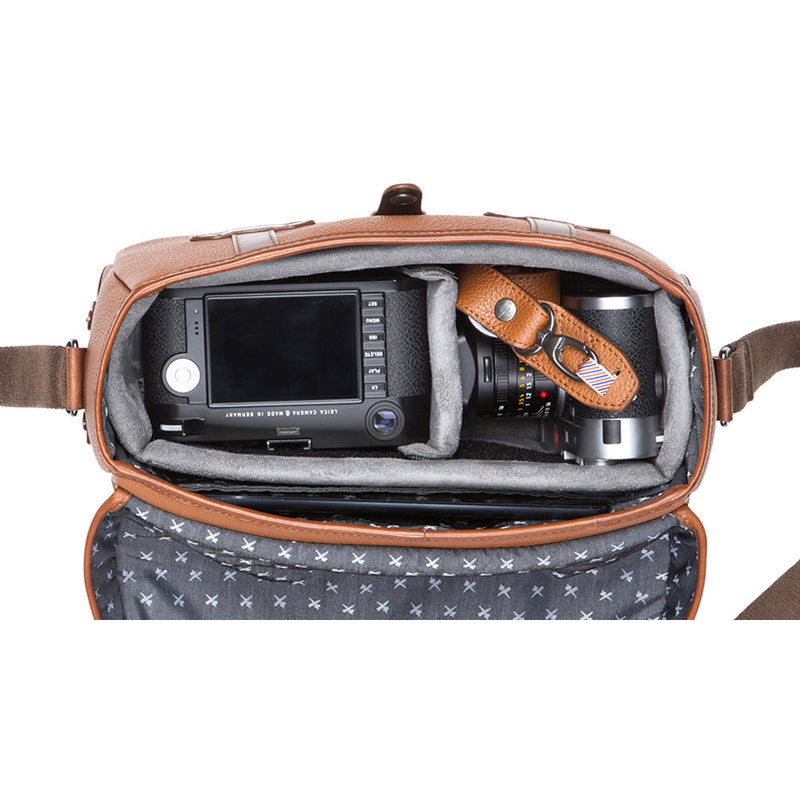 Barber Shop Small Messenger Pageboy Camera Bag (Brown Grained Leather)