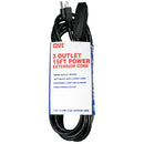 QVS 3-Outlet 3-Prong Power Extension Cord (25', Black)