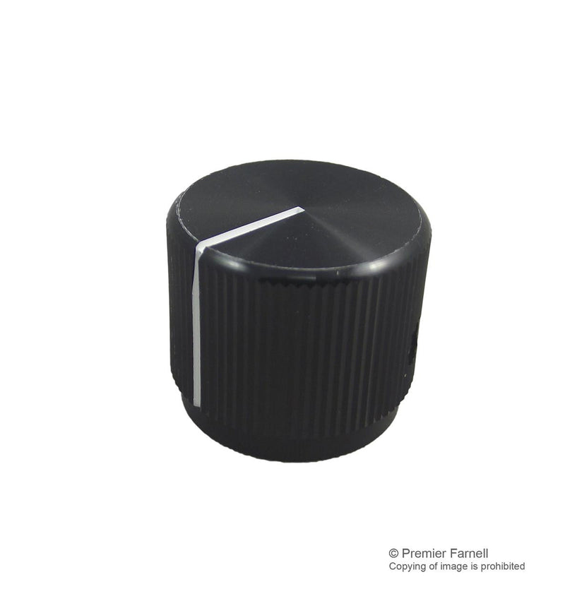 MULTICOMP KB00020 Knob, Round Shaft, 6.4 mm, Aluminium, Round with Indicator Line, 19 mm, KLN Series