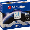 Verbatim M-Disc BDXL 100GB 4x Blu-ray Discs (Jewel Case, 5-Pack)