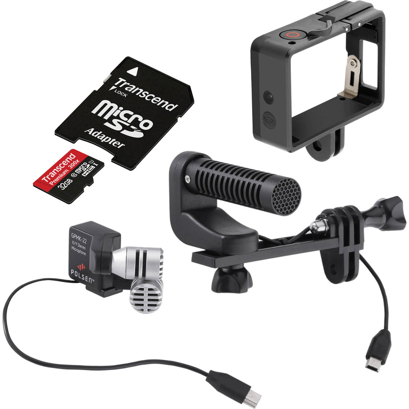Polsen GPMK-22 GoPro Production Microphone Kit with Quick-Release Frame & Memory Card