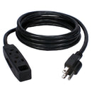 QVS 3-Outlet 3-Prong Power Extension Cord (15', Black)