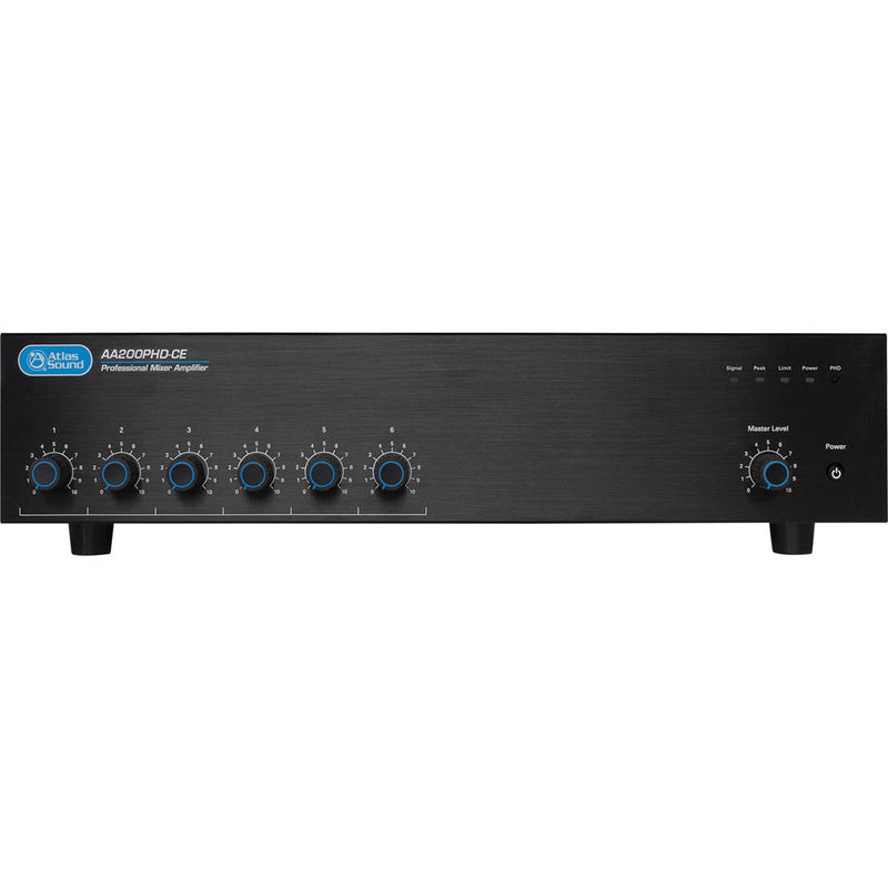 Atlas Sound AA200PHD-CE 6-Input 200W CE-Listed Mixer Amplifier with PHD Automatic System Test