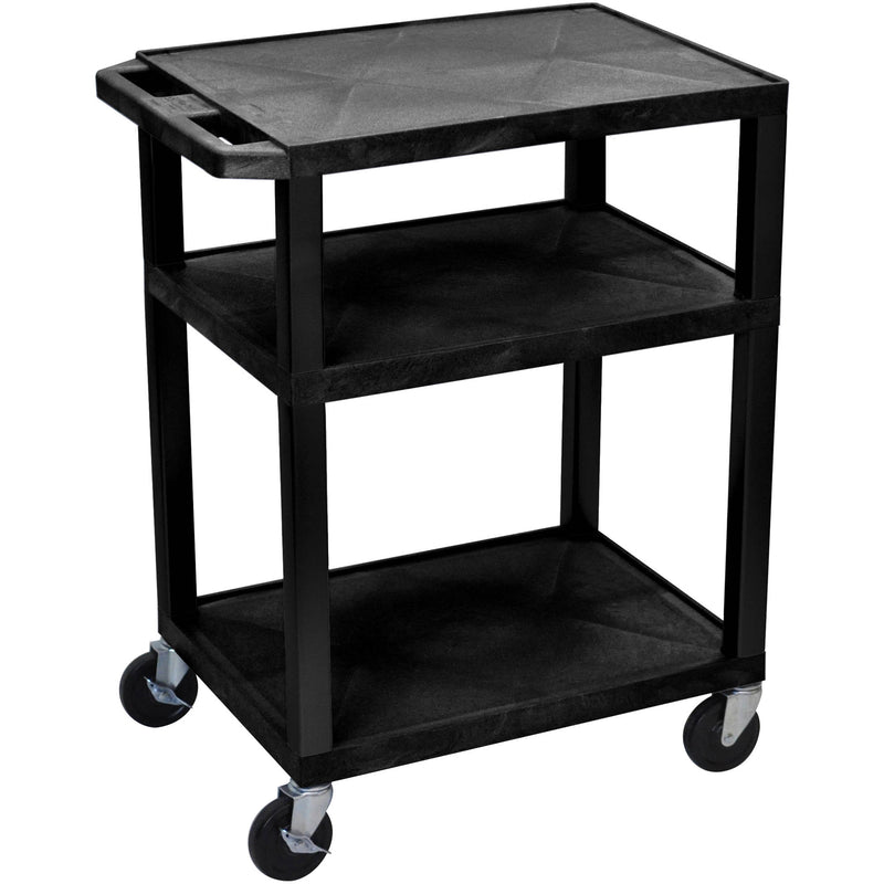 Luxor 34" A/V Cart with 3 Shelves (Black Shelves, Black Legs)