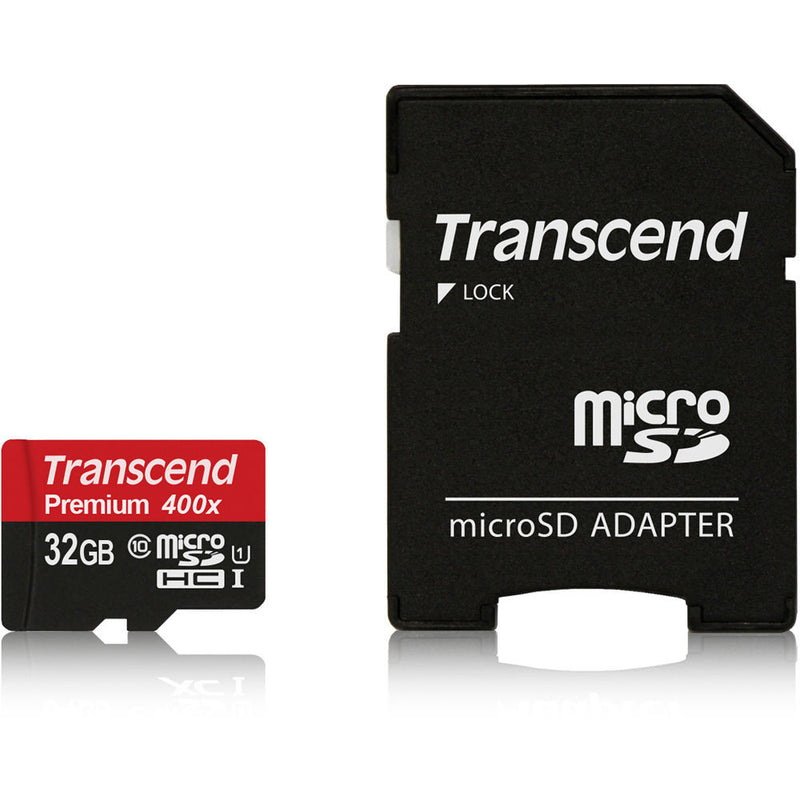 Transcend 32GB Premium 400x microSDHC UHS-I Memory Card with SD Adapter