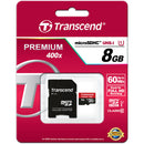 Transcend 8GB Premium 400x microSDHC UHS-I Memory Card with SD Adapter