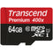 Transcend 64GB Premium 400x microSDXC UHS-I Memory Card with SD Adapter