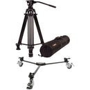 E-Image Two-Stage Aluminum Tripod with GH03 Head & Tripod Dolly Kit (75mm)