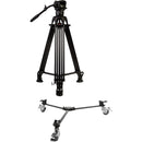 E-Image Two-Stage Aluminum Tripod with GH06 Head & Tripod Dolly Kit (75mm)