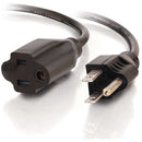 C2G 18 AWG Outlet Saver Power Extension Cord NEMA 5-15P to NEMA 5-15R (3')