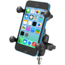 RAM MOUNTS Universal X-Grip Cell Phone Cradle, 1" Ball Mount with 3/8"-16 Threaded Post Base, and Short Double Socket Arm for Motorcycle