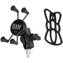 RAM MOUNTS Universal X-Grip Cell Phone Cradle, 1" Ball Mount with 3/8"-16 Threaded Post Base, and Short Double Socket Arm for Motorcycle