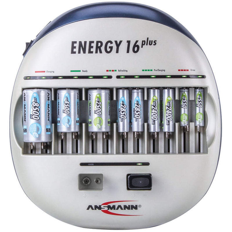 Ansmann ENERGY 16 PLUS Charger for AAA, AA, C, D and 9V E NiMH or NiCd Batteries