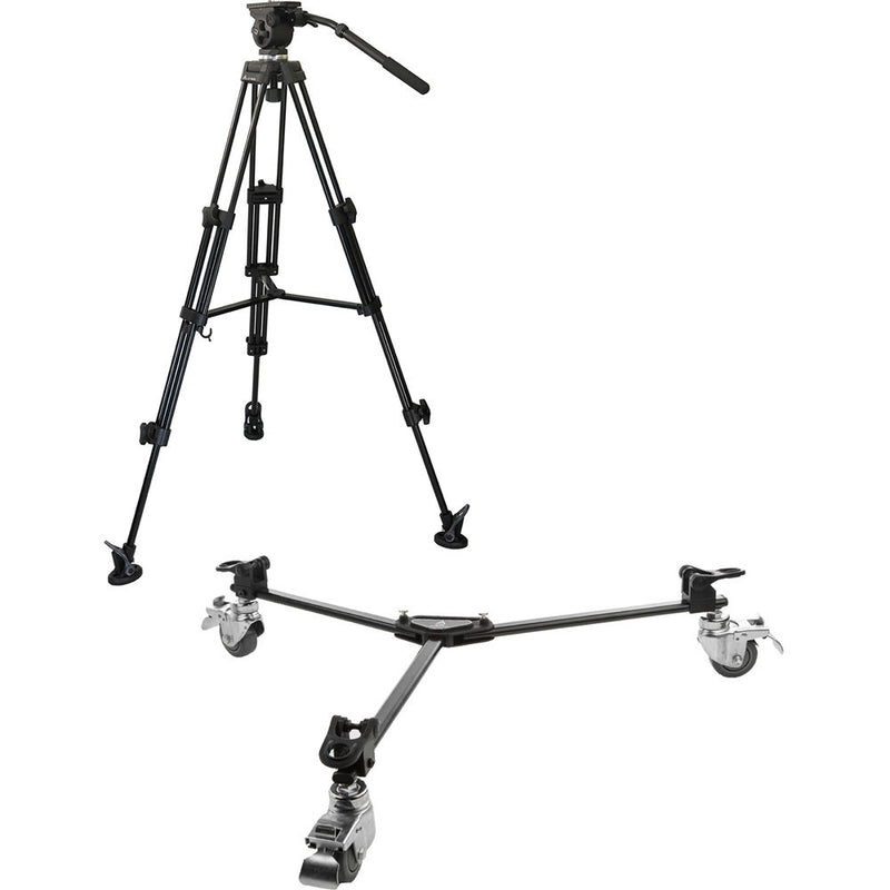 E-Image EK50AAM Fluid Drag Video Head and Tripod Kit with Dolly