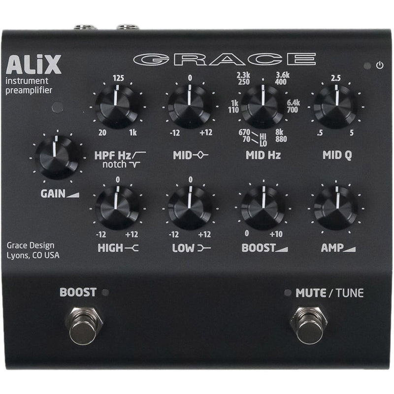 Grace Design ALiX Single-Channel Acoustic-Instrument Preamp, EQ, DI & Boost Pedal (Black)