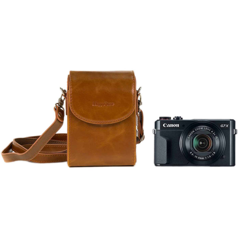 MegaGear Ever-Ready Protective Leather Camera Case for Canon PowerShot G7 X Mark II and Canon PowerShot G7 X (Light Brown)