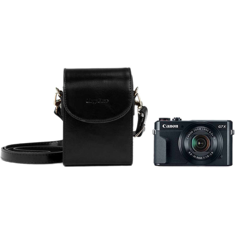 MegaGear Ever-Ready Protective Leather Camera Case for Canon PowerShot G7 X Mark II and Canon PowerShot G7 X (Black)
