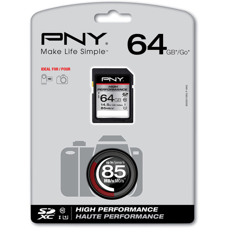 PNY Technologies 64GB High Performance UHS-I SDXC Memory Card (Class 10)