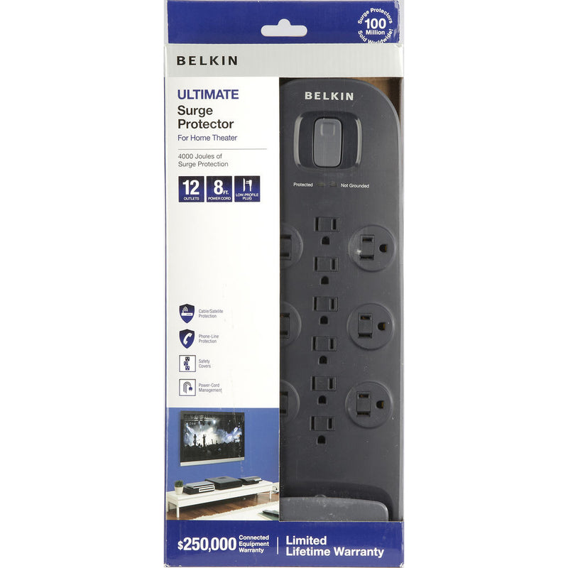 Belkin 12-Outlet Surge Protector with Dual RJ11 Ports (8', Black)